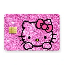 FIFA 4pcs/1pc Hello Kitty Cute Card Stickers, Pink, Silver, Purple Glitter Style, Bow Cat Pattern, 4 Styles Available, Suitable For Credit Cards, Debit Cards And Transportation Cards Surface Decoration, Sweet Girl Style Bank Card Film - Sticker - View 4