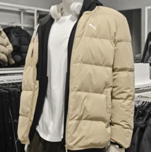 Puma Autumn/Winter Lightweight Comfortable Down Jacket, Unisex Loose Round Neck Down Jacket, Sports Warm Jacket Top 68609285 - Beige - View 9