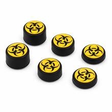 RALAN 6 Pack Crimson Bio Hazard Contamination Warning Thumbstick Grip Caps Compatible With PS5, Compatible With PS4, Compatible With Xbox One/Series X|S Controllers, 3 Heights Non-Slip Joystick Covers, Textured Analog Stick Caps - View 14