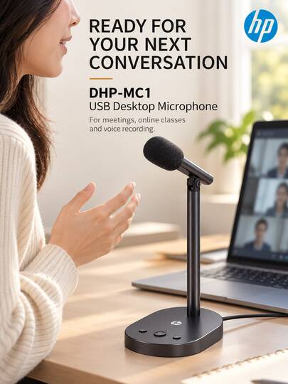 DHP-MC1 USB Desktop Condenser Microphone With Built-In Sound Card And Noise Reduction, Suitable For Desktop Computers, Live Streaming, Gaming, Online Meetings, And Online Courses.