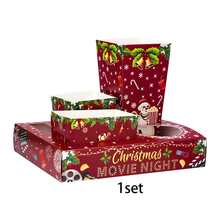 1 Set/3 Sets Christmas Movie Night Snack Paper Tray Set, Multi-Compartment Popcorn Box And Serving Tray, Suitable For Popcorn, Candy, Home Movie Night, Christmas Party, Classroom Activity, Winter Holiday, Family Gathering, Holiday Buffet Supplies - Multicolor - View 8