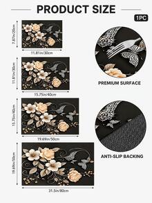 1pc Vintage Luxury Kitchen Countertop Mat, Coffee Machine Mat, Dishwashing Mat, Sink Mat, Kitchen Countertop Protector, Suitable For Cups, Plates, Tableware And Kitchen Decor Home Decoration - Multicolor - View 6