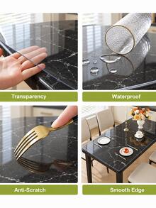 Clear PVC Table Protector, Waterproof Oil-Resistant Easy Clean Table Cover, Cuttable Desk Mat For Dining Table, Kitchen & Office - Clear - View 6