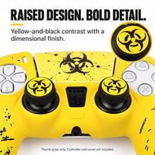 RALAN 6 Pack Crimson Bio Hazard Contamination Warning Thumbstick Grip Caps Compatible With PS5, Compatible With PS4, Compatible With Xbox One/Series X|S Controllers, 3 Heights Non-Slip Joystick Covers, Textured Analog Stick Caps - View 8