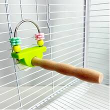 Natural Solid Wood Parrot Perch With Colorful Chewing Beads, Bird Cage Stand Set, Multi-Functional Parrot Chewing Toy, Suitable For Budgies, Cockatiels, Lovebirds And Other Small Birds, Bird Cage Accessory For Claw Grinding And Entertainment - View 9
