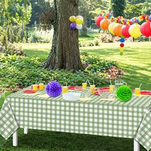 1/6/12PCS-137*274cm/137*137cm Green And White Plastic Plaid Tablecloth, Decorative Disposable Green Plaid Tablecloth, Suitable For Farm Birthday Wedding Rectangular Tablecloth, Party Tablecloth - Green Rat Tail - View 4