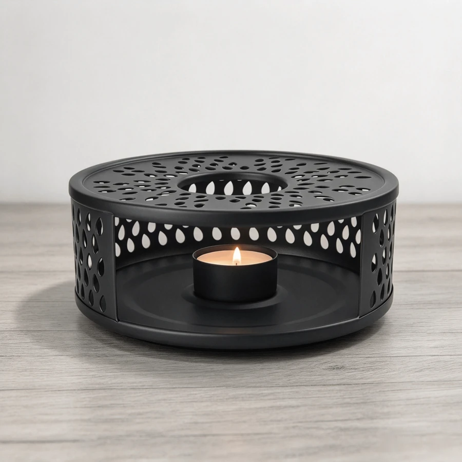 Tea Warmer Made Of Black Stainless Steel With Tea Light Holder, Elegant Shape Matches Different Table Settings For Tea Serving. - Black - View 1