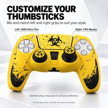 RALAN 6 Pack Crimson Bio Hazard Contamination Warning Thumbstick Grip Caps Compatible With PS5, Compatible With PS4, Compatible With Xbox One/Series X|S Controllers, 3 Heights Non-Slip Joystick Covers, Textured Analog Stick Caps - View 6