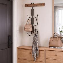 Multifunctional Hook, 3-Tier Handbag Rack, Space-Saving Home Closet Storage Shelf, Bedroom Organizer, Sturdy Durable Wardrobe Holder, Entryway Closet Shelf, White T-Shirt, Black Pants, Christmas Gift Idea, Winter Storage Organization - Multicolor - View 2