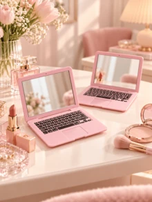 8pcs Compact Foldable Makeup Mirror, Pocket Size (Laptop-Like Design), Portable Folding Makeup Mirror With Keyboard Detail, Pink, Perfect For Travel, Essential For Touch-Ups On The Go - Great Gift For Birthday, Graduation, Home Decor, Back To School, Room Decor And Study Supplies - Multicolor - View 17