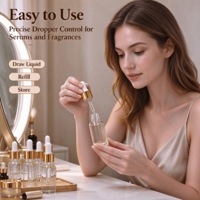 Transparent Frosted Glass Dropper Bottle, Refillable Empty Essential Oil Sample Bottle, Leak-Proof Reusable Cosmetic Liquid Storage Container, Suitable For Precise Dropper Of Serum And Aromatherapy Oil, Multi-Purpose Liquid Dropper, Suitable For Daily Beauty Products