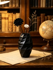 Angular Rhombus Design With Built-In Light And Shadow Texture, Mini Size Suitable For Office Desk. Can Be Used For Fresh Flowers, Dried Flowers, And Water-Cultivated Flowers, Nordic Minimalist Style, Adding Exquisite Beauty To The Dull Office Space - Multicolor - View 12
