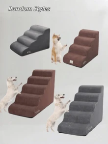 Pet Cat & Dog Steps, 2/3/4/5 Step Dog Stairs For Bed & Sofa, Non-Slip Wear-Resistant Ramp With Removable Washable Cover, Orthopedic Dog Ladder For Small Dogs, Injured & Senior Pets With Joint Pain, High-Density Soft Foam Cushion - Brown - View 6