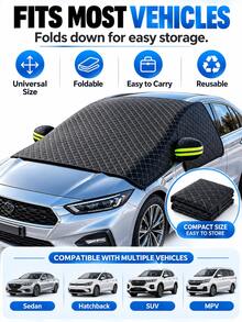 1pc Winter Car Snow Cover, Fits All Car Models, Anti-Ice Cover, Durable Oxford Cloth Front Windshield Cover, UV Resistant, Snowproof, Easy Installation, Suitable For Winter Driving, Summer Sunshade, Car Window Snow Cover, Front Windshield, Car Accessories - A - View 1