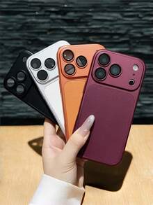 頂級磨砂皮革紋理保護殼 附玻璃鏡頭保護蓋，適用於 iPhone 18 Pro Max 17 Pro 16 Plus 15 14 13 12 11，親膚防震緩衝保護套 - 藍色 - 查看 4
