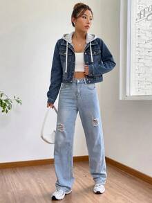 Women Denim Jackets & Coats - Dark Wash - View 2