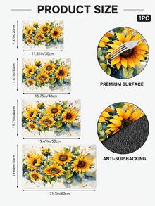 1pc Watercolor Sunflower Floral Print Kitchen Countertop Mat, Dish Drying Mat, Absorbent Dish Drying Mat, Coffee Machine Mat, Dishwashing Mat, Sink Mat, Kitchen Countertop Protector, Suitable For Cups, Plates, Tableware And Kitchen Decor - Multicolor - View 6