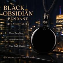 1PC Water Drop Shaped Chakra Crystal Pendant Necklace, Natural Obsidian Bat Healing Energy Amulet Jewelry, Spiritual Meditation Protection Witchy Gift - Obsidian Pendant - View 8