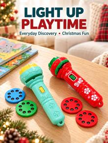 Children's Projection Flashlight Early Education Toy, Covers Multiple Theme Patterns Including Animals, Dinosaurs, Transportation, Space, Fruits, Letters. Fun Cognitive Bedtime Enlightenment Toy, Can Project Patterns On Walls, Ceilings, Tents, Children's Toys, Girls' Toys, Boys' Toys - Mini Flashlight - View 7