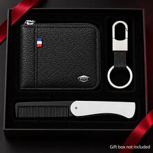 3pcs Black Wallet, Folding Comb & Keychain Set, Business Casual Everyday Accessories, Christmas & Birthday Gifts, Gift Box Not Included - Black - View 7