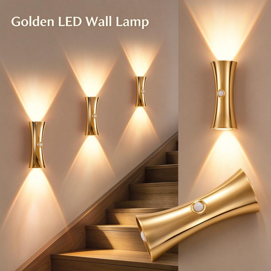 Smart LED Wall Light, 3-Color Adjustable, With Motion Sensor, Indoor Magnetic LED Sensor Wall Light, Battery Powered, Adjustable Color Temperature, USB Rechargeable Night Light, Wireless Magnetic Wall Light, Suitable For Hallway, Bathroom, Bedroom