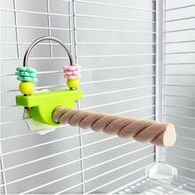 Natural Solid Wood Parrot Perch With Colorful Chewing Beads, Bird Cage Stand Set, Multi-Functional Parrot Chewing Toy, Suitable For Budgies, Cockatiels, Lovebirds And Other Small Birds, Bird Cage Accessory For Claw Grinding And Entertainment - View 12