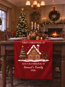 Personalized Christmas Table Runner, Customizable Text, Personalized Gift, Christmas Decoration, Room Decor, Christmas Home Decor, Christmas Gift, Christmas Craft, Thanksgiving Decoration, Thanksgiving Table Decor - Multicolor - View 3