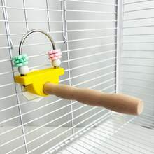 Natural Solid Wood Parrot Perch With Colorful Chewing Beads, Bird Cage Stand Set, Multi-Functional Parrot Chewing Toy, Suitable For Budgies, Cockatiels, Lovebirds And Other Small Birds, Bird Cage Accessory For Claw Grinding And Entertainment - View 10