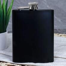 1pc 8oz Stainless Steel Square Hip Flask - Perfect Gift For Family, Friends, And Christmas - Durable And Easy To Clean - Black - View 6