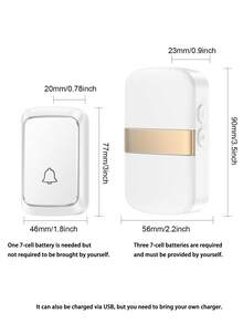 Wireless Doorbell For Home, 60 Ringtones, 5 Volume Levels, Long Range Loud Sound, Suitable For Home, USB Interface, Suitable For Living Room, Garden, Bedroom, Portable And Easy To Install, Home Security - View 14