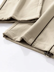 Men's Mountain Style Outdoor Cargo Pants, Drawstring Elastic Waist Skin-Friendly Wide Leg Hiking Pants - Khaki - View 8