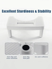 1pc Ergonomic Squatting Toilet Stool, Non-Slip Bathroom Footrest, Compact Design Saves Space, Home Health Product, Bathroom Accessory For Squatting Assistance - White - View 3