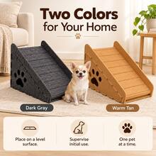 Felt Pet Ramp, Non-Slip Grooved Surface Dog & Cat Stairs, Suitable For Sofa And Bench, Small Dog Pet Steps, Joint Protection For Senior Pets - Khaki - View 3