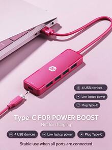 HP DHC-CT100D 4-In-1 Type-C Docking Station, 4K HDMI Projection, PD Fast Charging, USB 2.0 Hub Converter, Compatible With Apple MacBook And All Type-C Laptops, Rose Red - View 9
