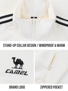 CAMEL CROWN Women's Stand Collar Woven Jacket, Preppy Style, Windproof Water Repellent Simple Commuter Sports Outerwear - Warm White - View 4