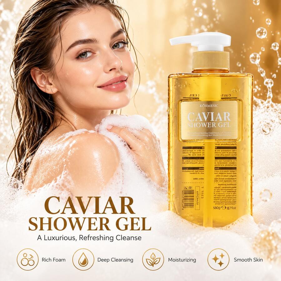 KORMESIC Nourishing Caviar Body Wash, Deep Cleansing Moisturizing Refreshing Non-Greasy, Elastic Brightening Skin Body Cleansing Lotion - Caviar Cleansing Oil-control Body Wash - View 1