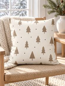 2PCS Camel Christmas Tree Pillow Covers, White Background Nordic Polka Dot Pattern, Christmas Holiday Home Decor, Suitable For Bedroom, Living Room, Sofa And Office, Pillow Insert Not Included - Camel - View 6