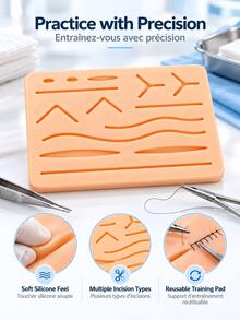 Medical Student Nurse Suture Practice Pad, Simulated Blood Vessel Skin Silicone Module, Simulated Human Body Surface Skin Module With Wounds For Suture Practice, Resistant To Separation, Tearing Or Rupture (Includes Non-Slip Base) - Color - View 9