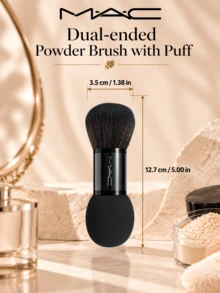 MAC Dual-Ended Powder Puff & Brush, 3.5*12.7cm, Soft Powder Puff, Dense Brush Head, Comfortable Grip, Even Application, Suitable For Setting Powder - Black - View 10