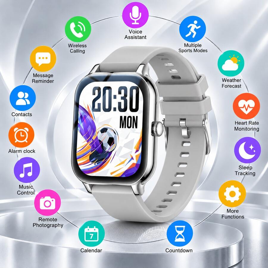 Sports Smart Watch, 1.83 Inch Full Touch Screen Display, With Message, Call Smart Watch, Sports Pedometer, Compatible With Phone Android, Smart Band Fitness Watch, Suitable For Women Men Friends Gift, Birthday Gift - Multicolor - View 1