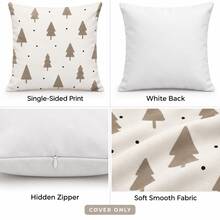 2PCS Camel Christmas Tree Pillow Covers, White Background Nordic Polka Dot Pattern, Christmas Holiday Home Decor, Suitable For Bedroom, Living Room, Sofa And Office, Pillow Insert Not Included - Camel - View 2