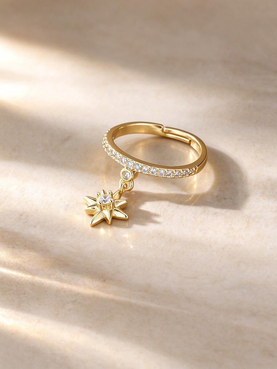 Gold Ring, Star Ring, Fashionable Elegant Cute Suitable For Daily Wear, Dating, Gathering, Gift Giving - Gold - View 1
