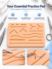 Medical Student Nurse Suture Practice Pad, Simulated Blood Vessel Skin Silicone Module, Simulated Human Body Surface Skin Module With Wounds For Suture Practice, Resistant To Separation, Tearing Or Rupture (Includes Non-Slip Base) - Color - View 5