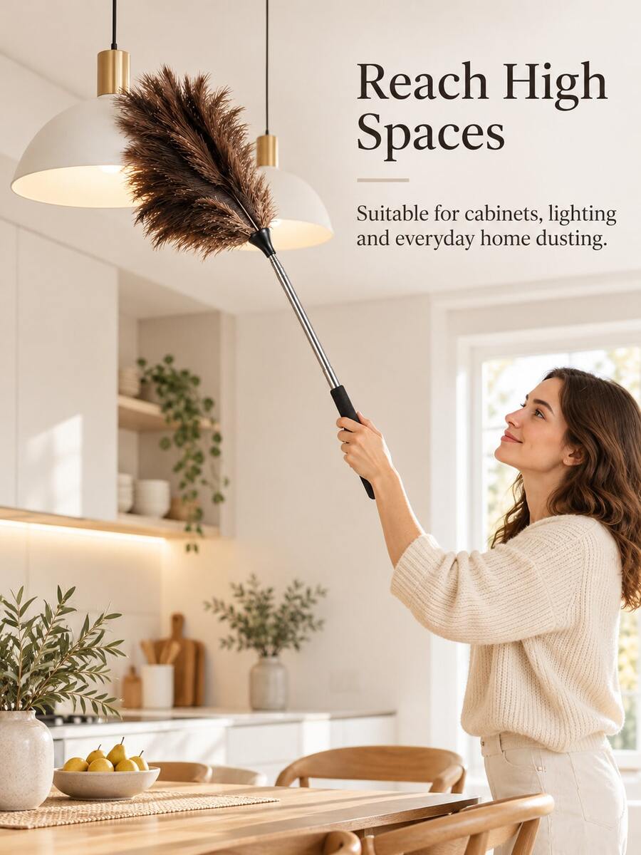 Extendable Reusable Feather Duster Cleaning Tool, Multi‑Scene Application:Perfect For Ceiling, Window Blinds, Shelves, Furniture, Sofa, Car Interior, Cabinets And Home Decoration.Premium Feather Material.Cleaning Tool Cleaning Broom Cleaning Brush Cleaning Tool Dust Remover Home Office Supplies