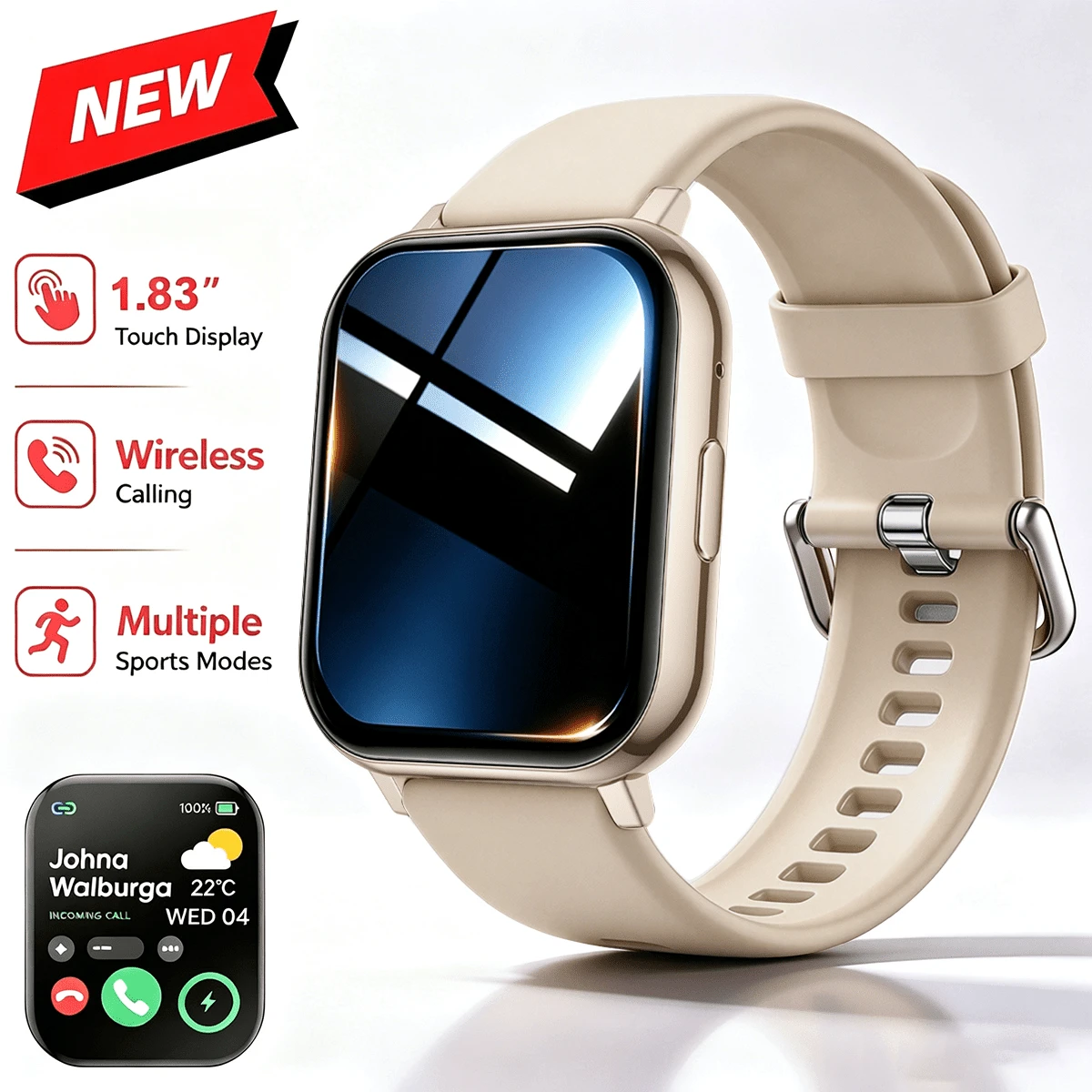 QAGSFLC New Exquisite Fashion Unisex Sports Smart Watch, Wireless Calling And Message Notification, Pedometer, Calorie, Distance Tracking, Multiple Sports Modes, Music Control, Remote Camera, Alarm Reminder, Premium Metal Body, USB Charging, Multi-Functional Casual Business Wristwatch, Perfect Holiday Gift