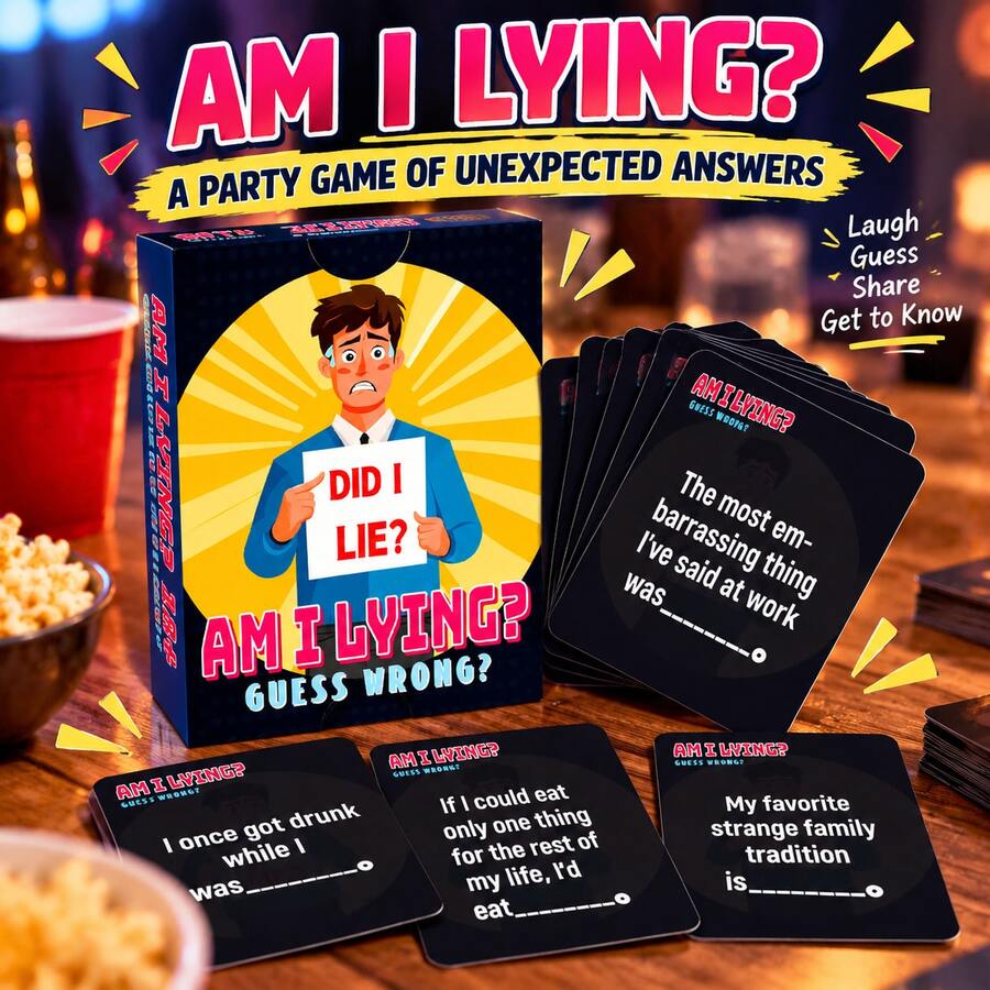1pc Creative Lie Game Cards, 50 Adult Social Icebreaker Card Game, Fun Group Tabletop Game, Suitable For Parties And Family Gatherings, Interactive Conversation Game Props, Exquisite Birthday Surprise Gift, Ideal Gift Choice For Game Night Enthusiasts - Multicolor - View 1