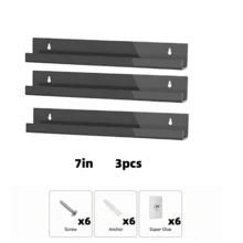 Black Wall-Mounted Bathroom Storage Rack Set, Plastic Floating Organizer Shelf For Skincare And Cosmetics, Space-Saving Bathroom Wall Storage Organizer, Minimalist Modern Home Decor - Multiple Styles - View 13