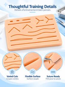 Medical Student Nurse Suture Practice Pad, Simulated Blood Vessel Skin Silicone Module, Simulated Human Body Surface Skin Module With Wounds For Suture Practice, Resistant To Separation, Tearing Or Rupture (Includes Non-Slip Base) - Color - View 7