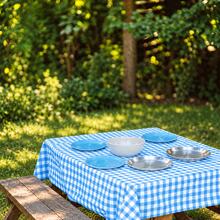 1/6/12PCS-137*274cm/137*137cm Light Blue And White Plastic Plaid Tablecloth, Decorative Disposable Light Blue Plaid Tablecloth, Suitable For Farm Birthday Wedding Rectangular Tablecloth, Party Tablecloth - Light Blue - View 5