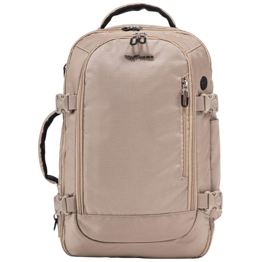W WINGS Liten resebackpack för kvinnor och män | Kabinväska för under sätet med andningsbar rygg, resväskarem och framficka